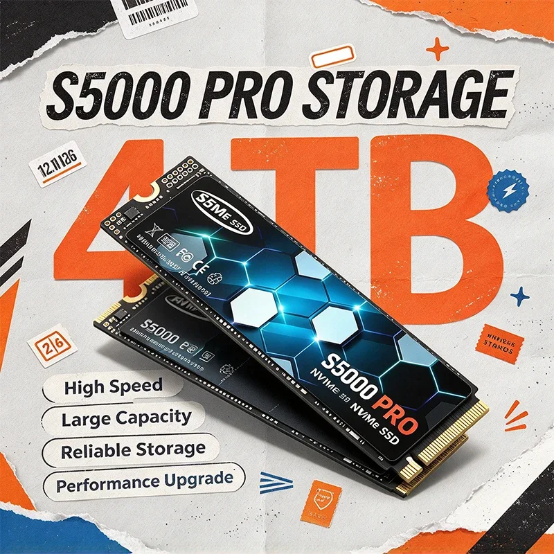 S5000 PRO M.2 SSD Hard Disk 500GB 1TB 2TB 4TB NVMe M.2 2280 SSD PCIe 3.0 Internal Solid State Drive For Laptop Desktop PC