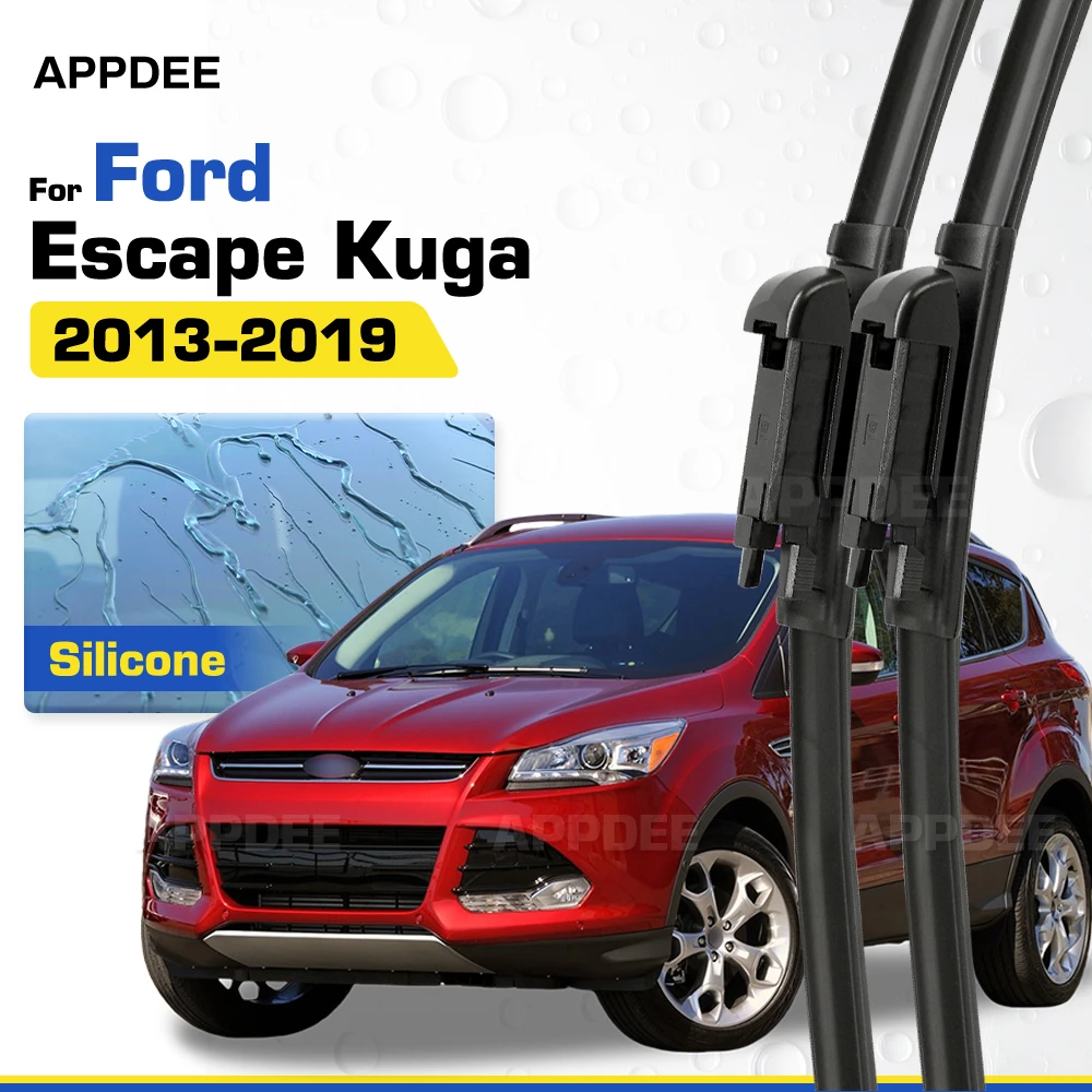 Silicone & Rubber LHD&RHD Front Wiper Blades Set For Ford Escape Kuga 2013-2019 Coated Windshield Windscreen Window Brushes