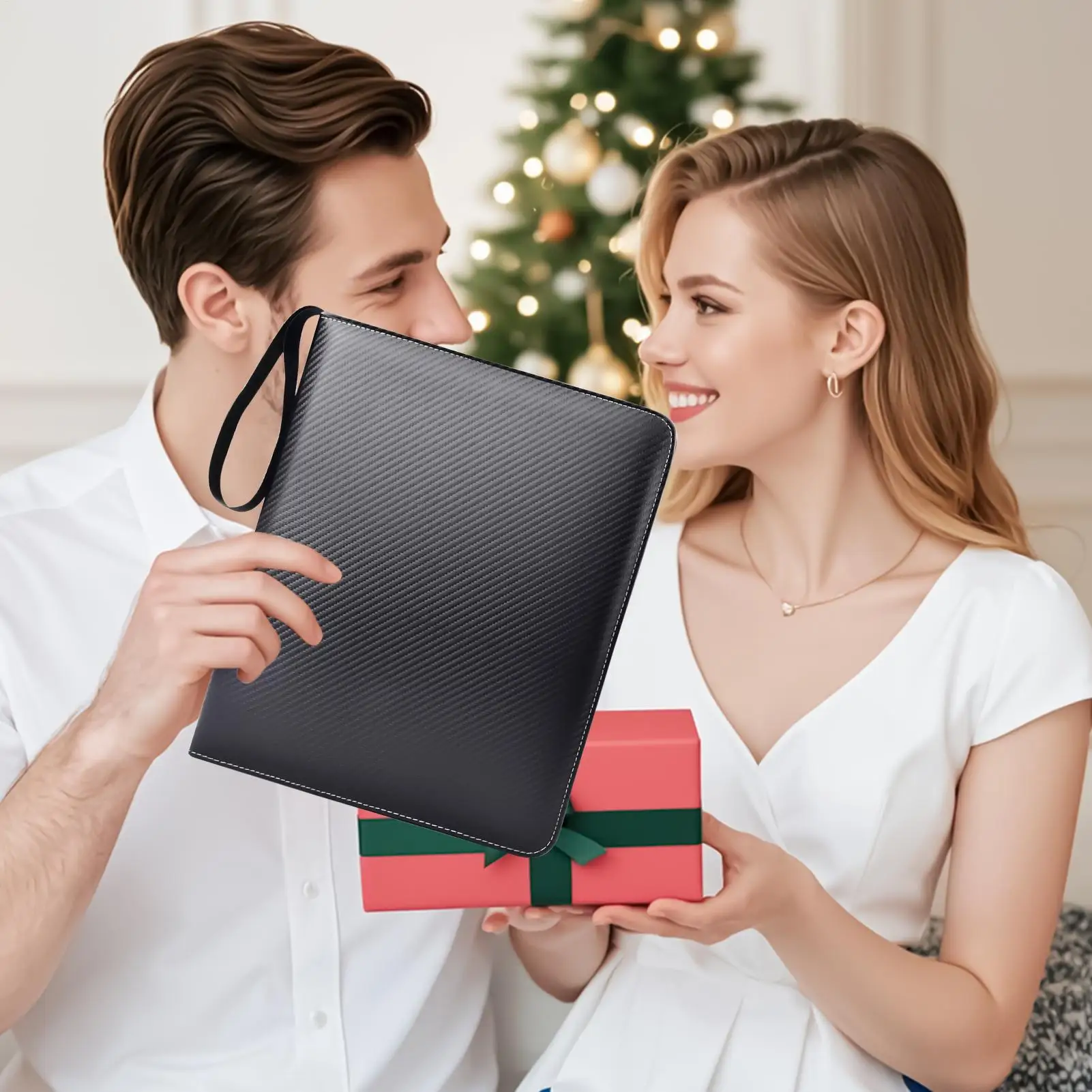 Carpeta de colección de tarjetas, carpeta de coleccionista de tarjetas comerciales de PU, carpetas de álbum de mangas de doble cara de 9 bolsillos para mujeres, hombres, niños y niñas