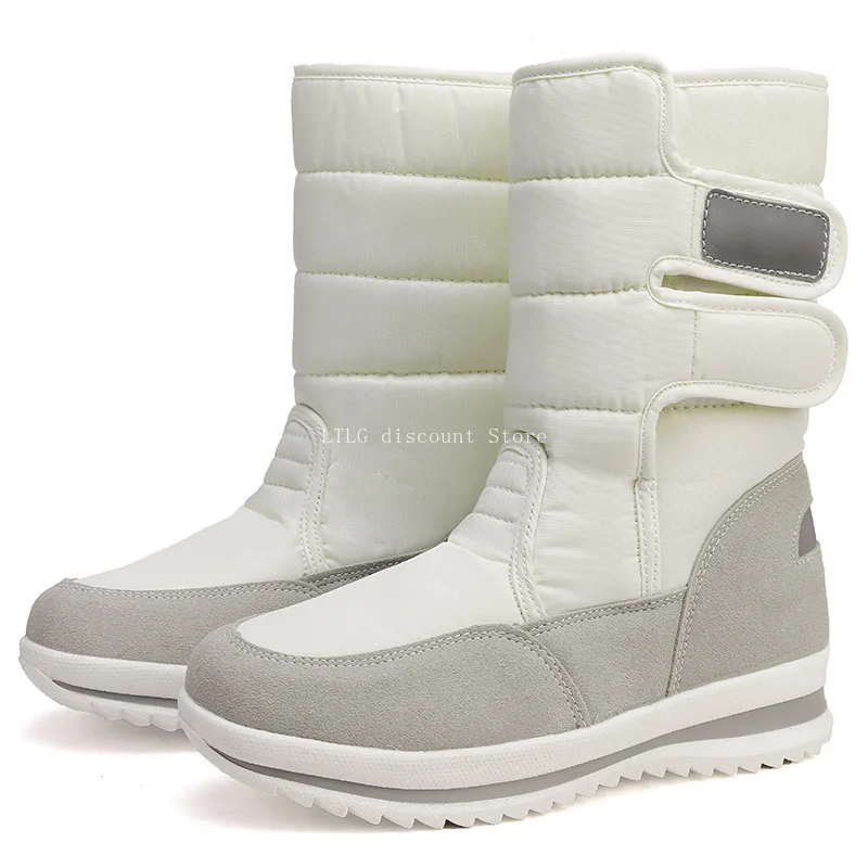 

Winter thick women's snow boots Warm Plush Mid-calf Boots Non slip Waterproof Platform Snow Boot Casual Female White shoes
