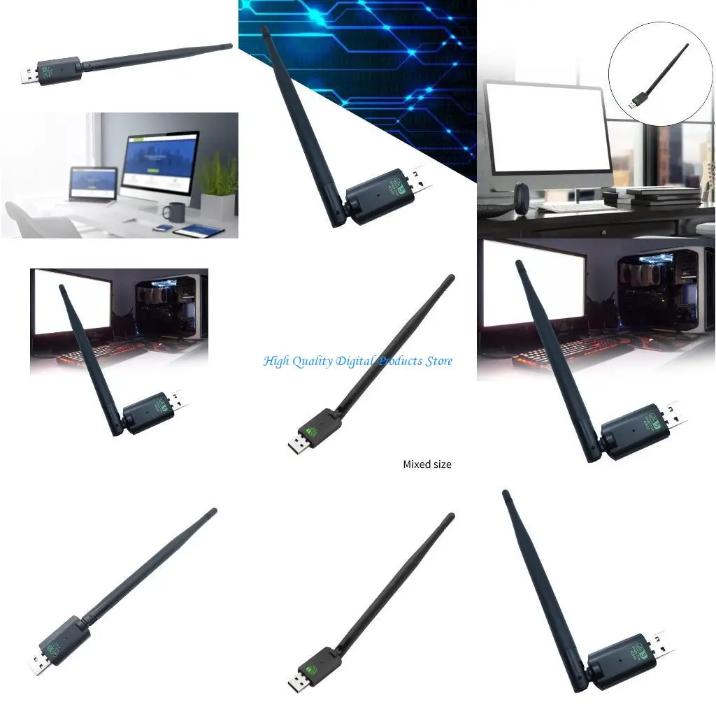 

U2JE 650Mbps USB WiFi Adapter Wireless Card Support 7/10/11 External Antenna