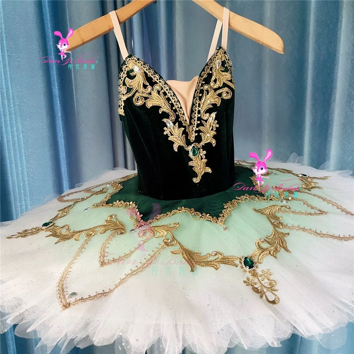 Danyiballet green Esmeralda plate dress tutu ballet costume competition suit customized professionally