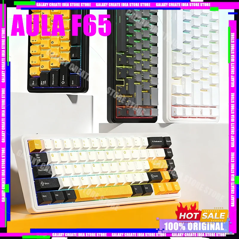 

AULA F65 Mechanical Keyboards RGB Hot Swap Bluetooth Wireless Tri-mode Customized Gaming Keyboard PC E-sports Accessory Gifts