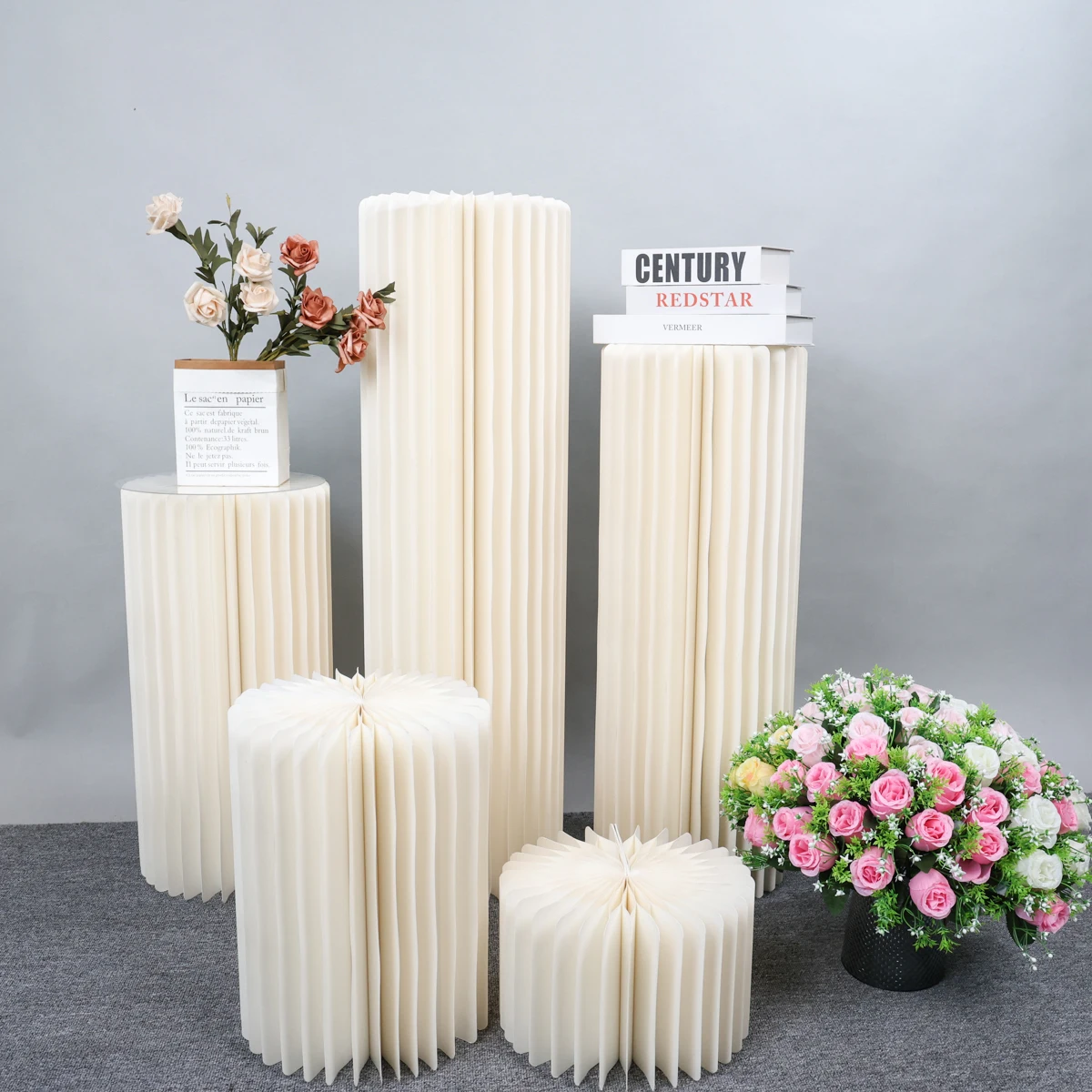 Folding Paper Roman Column Ornaments Birthday Party Wedding DIY Decoration Dessert Cake Table Stand Display Stand Ramadan Decor