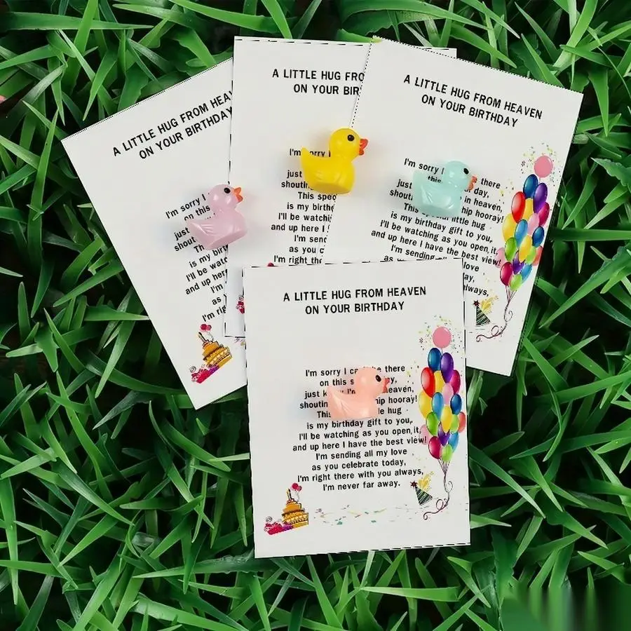 1/5/10/20/50/100pcs  Lucky Duck Pocket Hugs - Fantasy Theme Resin Charms with Inspirational Messages, Assorted Colors, Includes