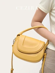 CEZIRA Women Brand Designer Saddle Bags PU Leather Top-Handle Flap Purse Minimalist Daily Casual Shoulder Cross Body Handbags