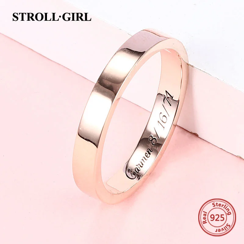 

Strollgirl 925 Sterling Silver Custom Coordinates, Roman Numerals, Name Rings for Couple Personalized Jewelry Anniversary Gift