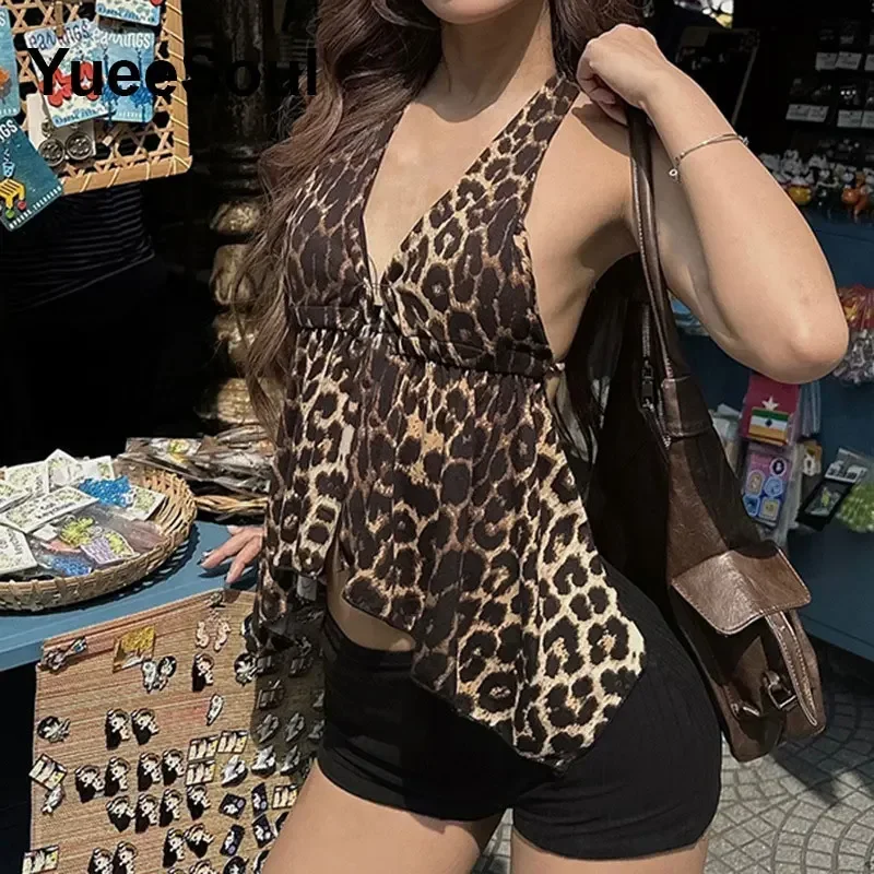 Tops cortos marrones Vintage, Top con corsé ajustado estampado, novedad de verano, camisetas sin mangas sexys de Fairycore de estética Y2k, ropa para mujer