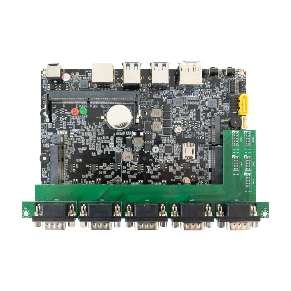 QOTOM MB4U860-0900 Q1077GEX i7-10710 اللوحة الأم للكمبيوتر الصغير تيار مستمر 12 فولت 8 × 2.5 جيجابت LAN 6 × منافذ تسلسلية WIN10/Linux