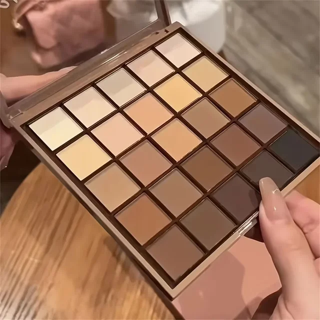 Paleta de sombras de 25 cores - fosca e brilhante, nude marrom pigmy alto, café chocolate festa de estudante maquiagem diária de palco