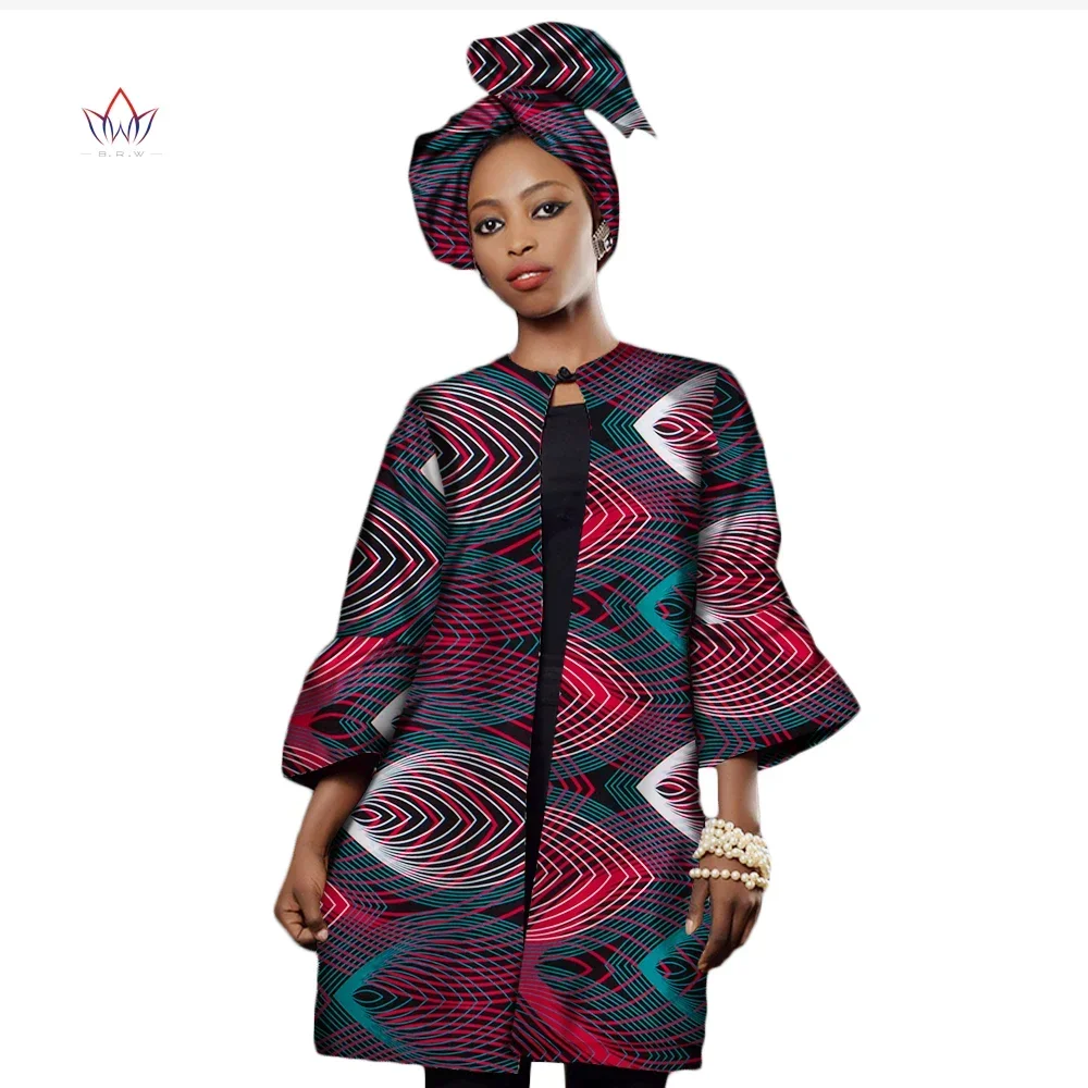 BintaRealWax Women African Clothing Dashiki Three Quarter Sleeve Trench Coat for Women Plus Size Africa Clothes XL WY2322