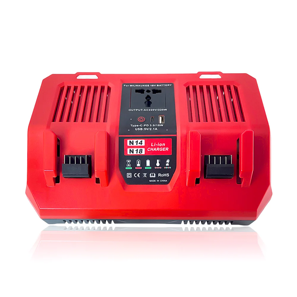 

Milwaukee 14V 18V Xc Li-Ion Battery Compatible Qi-enabled M18 Four Charger 3A Output Replacement AC Charger UK/AU/EU/US Socket