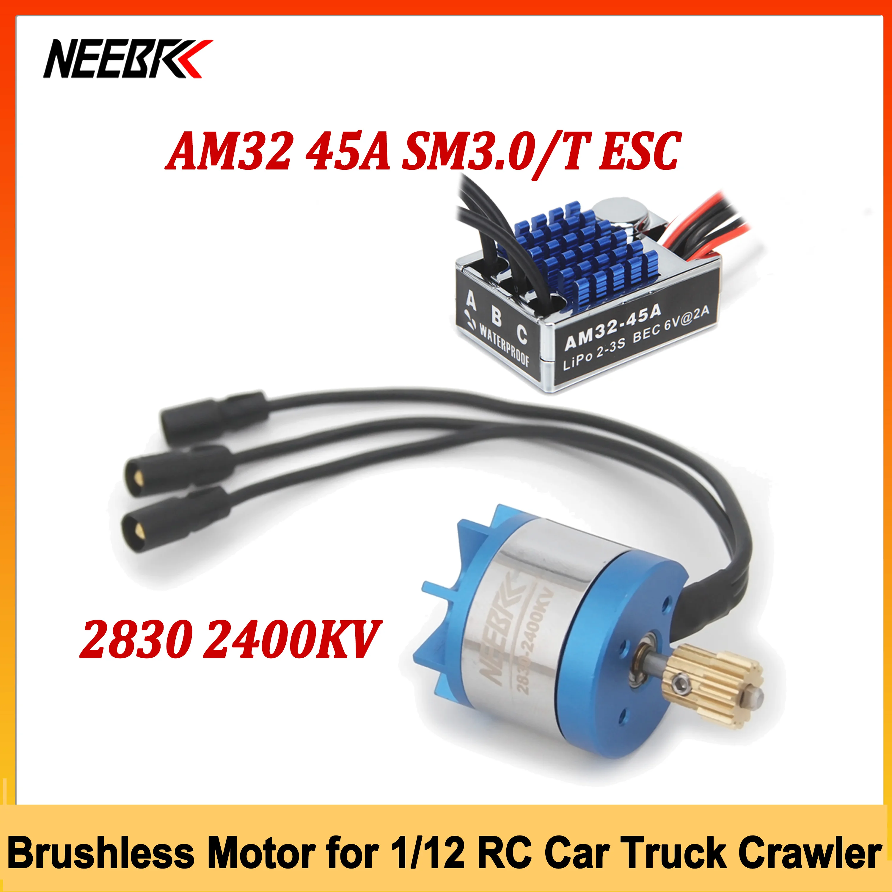 

Бесщеточный двигатель NEEBRC 2830 2400KV и регулятор скорости AM32 45A T/SM3.0 для радиоуправляемых моделей 1/12: автомобилей, грузовиков, краулеров, внедорожников, а также запчасти для моделей MN128