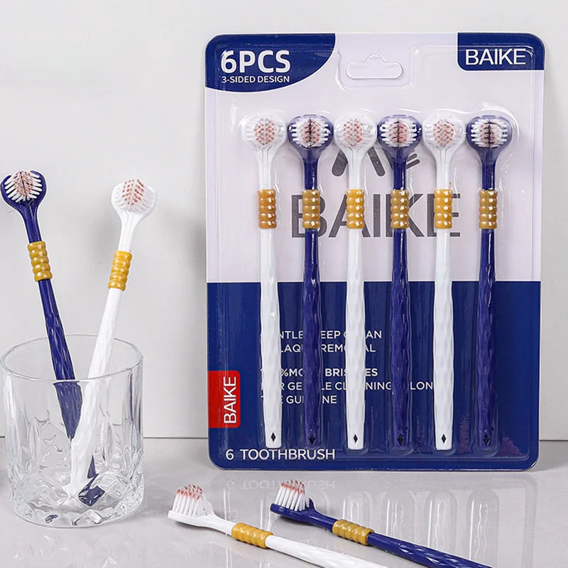 

Новая зубная щетка с трёхсторонней насадкой для взрослых, семейный набор, трёхмерная эффективная чистка, ежедневный уход за деснами, здоровье полости рта