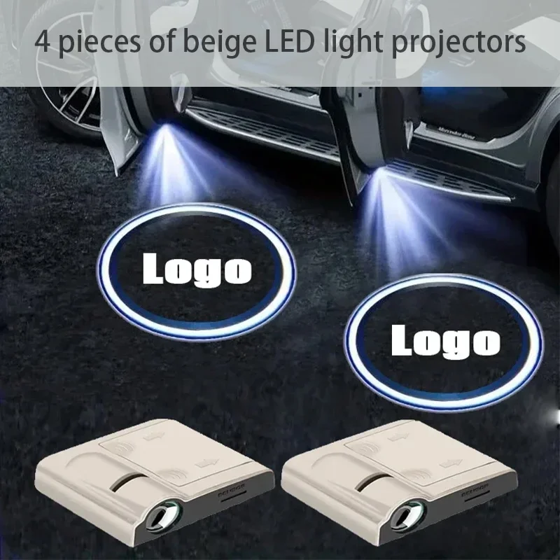 4 pcs beige led light projector courtesy welcome light usb gr sport logo door hd for toyota corolla yaris prius camry bwm