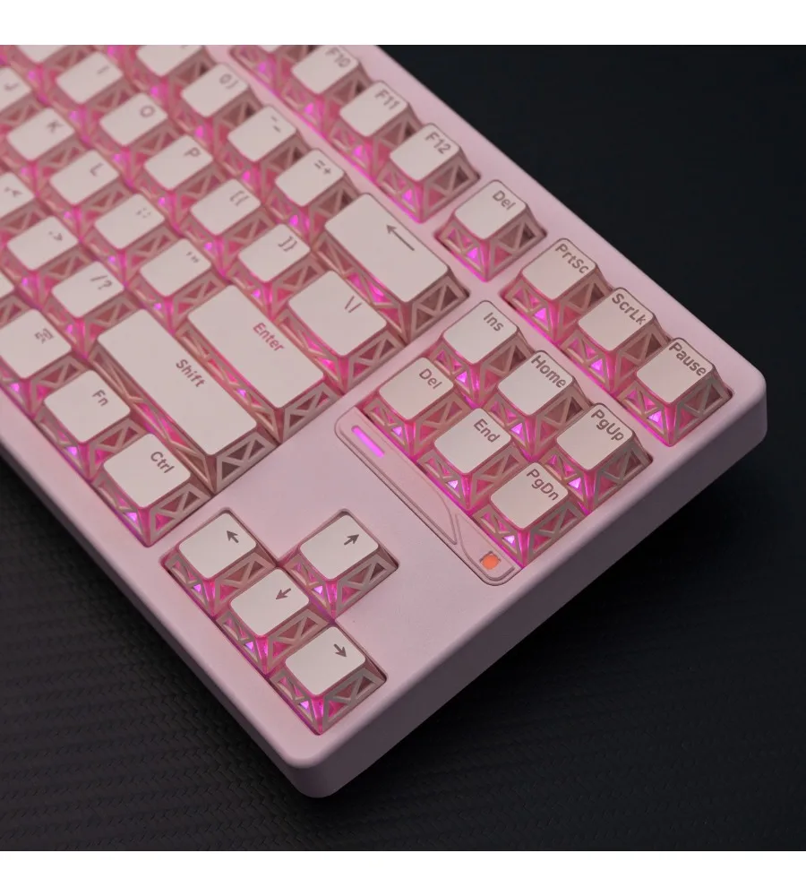 Pink engraved transparent keycap PBT + PC customized original magnetic axis ev63 and other mechanical keyboards