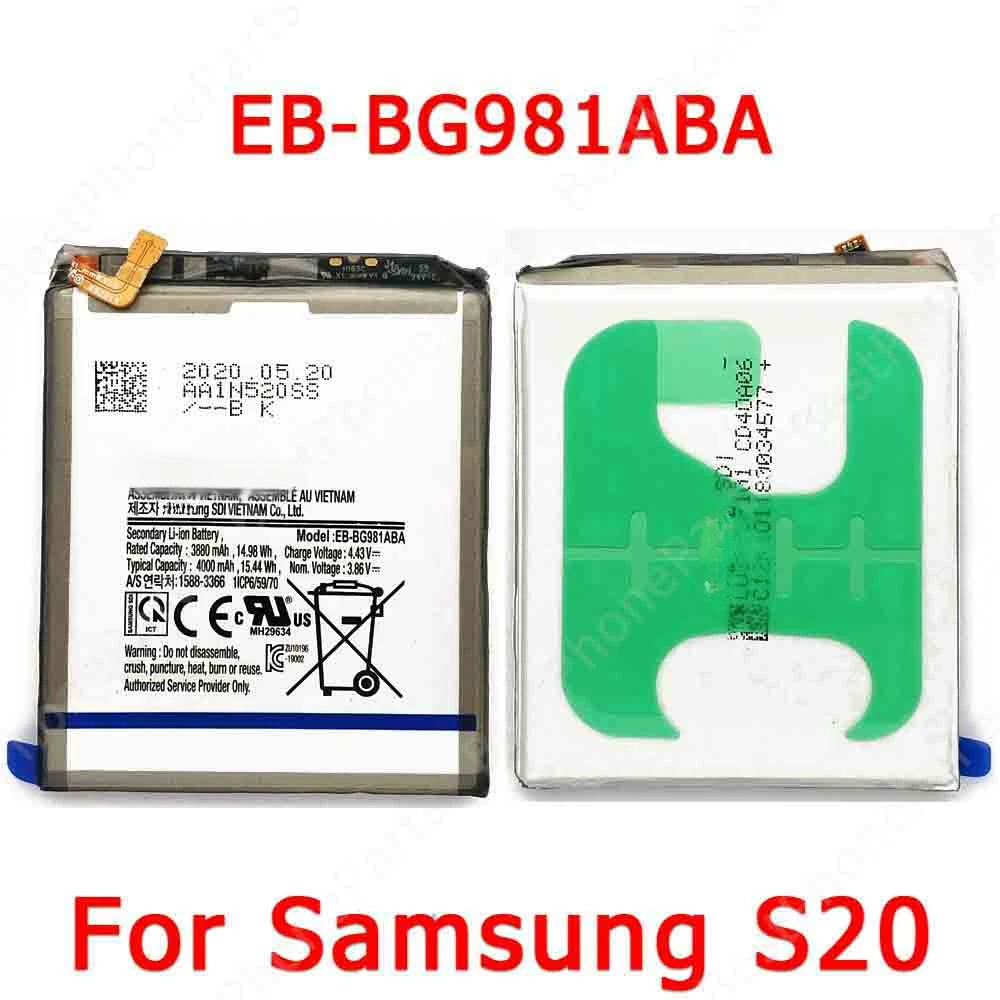 

Battery For Samsung Galaxy S20 G980 G981 4G 5G Battery Li-ion 4000 mAh EB-BG981ABA Cellphone Bateria Spare Parts