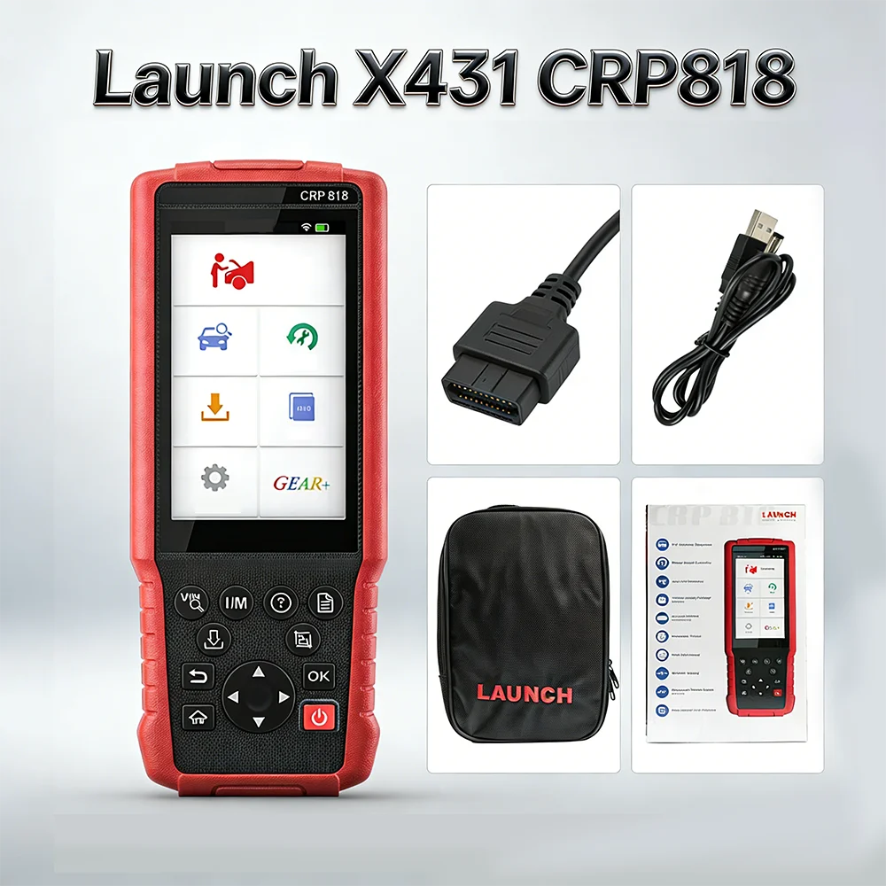 Launch X431 CRP818 Powerful Tool Supports OBD2 Full System Diagnostic ABS Bleeding ETS Reset DPF REG TPMS Reset Injector Coding