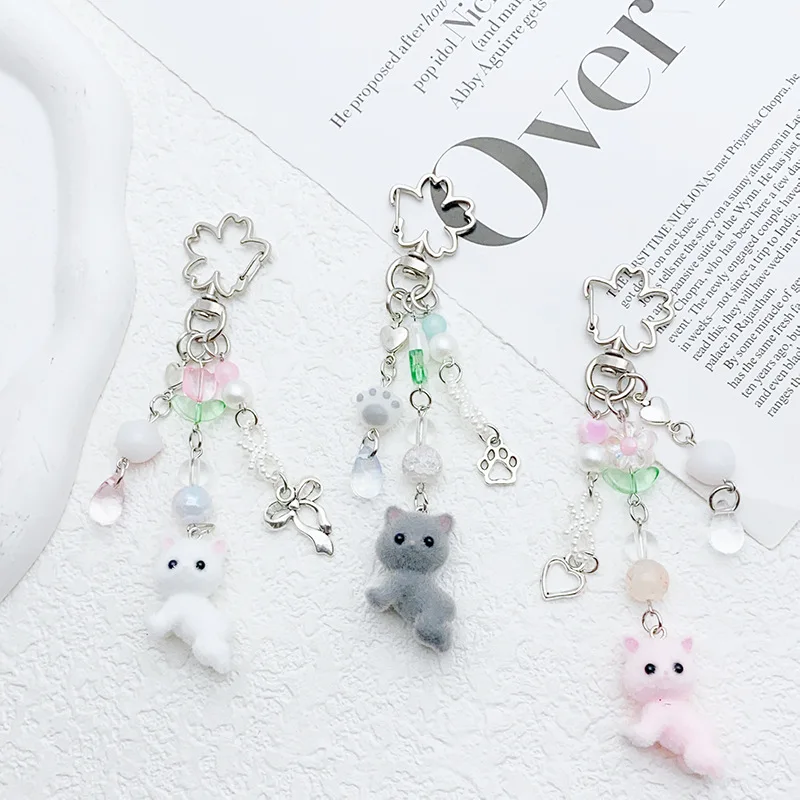 cellphone keychain Cure Animal Key Chain Creative Cat Pendant for Women Car Keyring Purse Bag Accessories Gifts