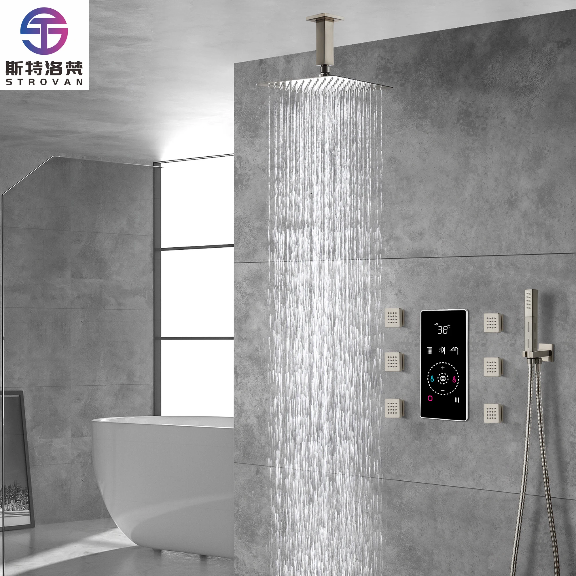 

3 Functions Shower Faucet 2 Functions Showerhead Smart Home Shower Touch Digital Display Smart Panel Shower
