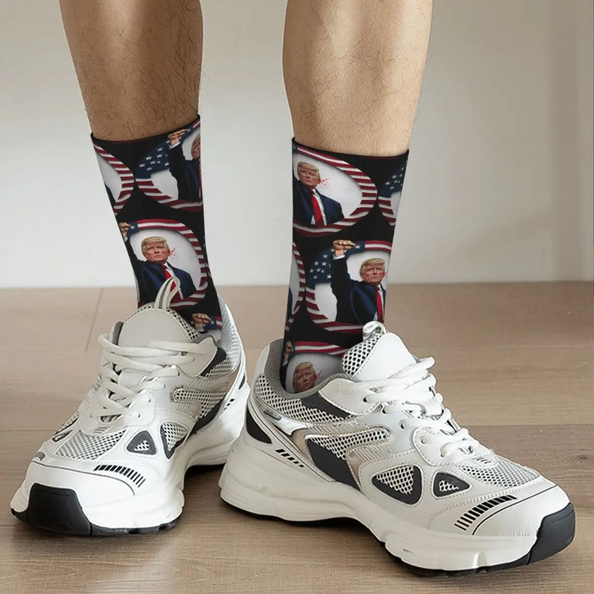 Hip Hop Retro Donald Trump Attentat 2024_1 verrückte Männer Kompression socken Unisex Donald Trump Harajuku Muster