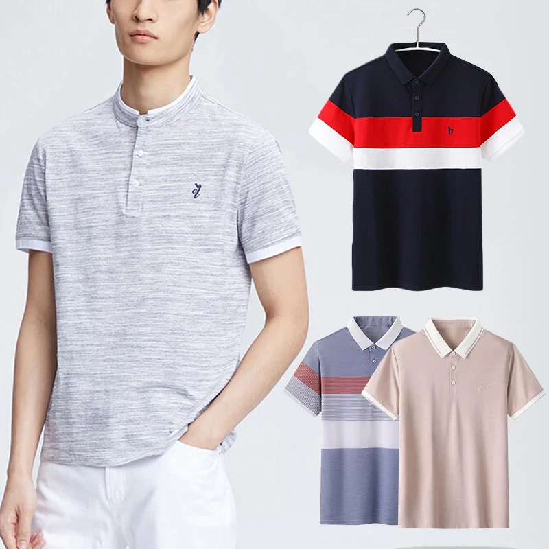 

Faionable Versatile Men's Casual Stand Collar ort Sve irt Collection Summer 2024 Loose Fit Busin Casual