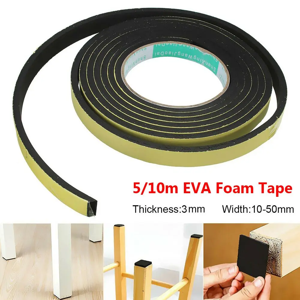10M Strong Adhesion Anti-collision Draught Excluder Foam Sponge Tape Rubber Seal Strip Weather Stripping EVA
