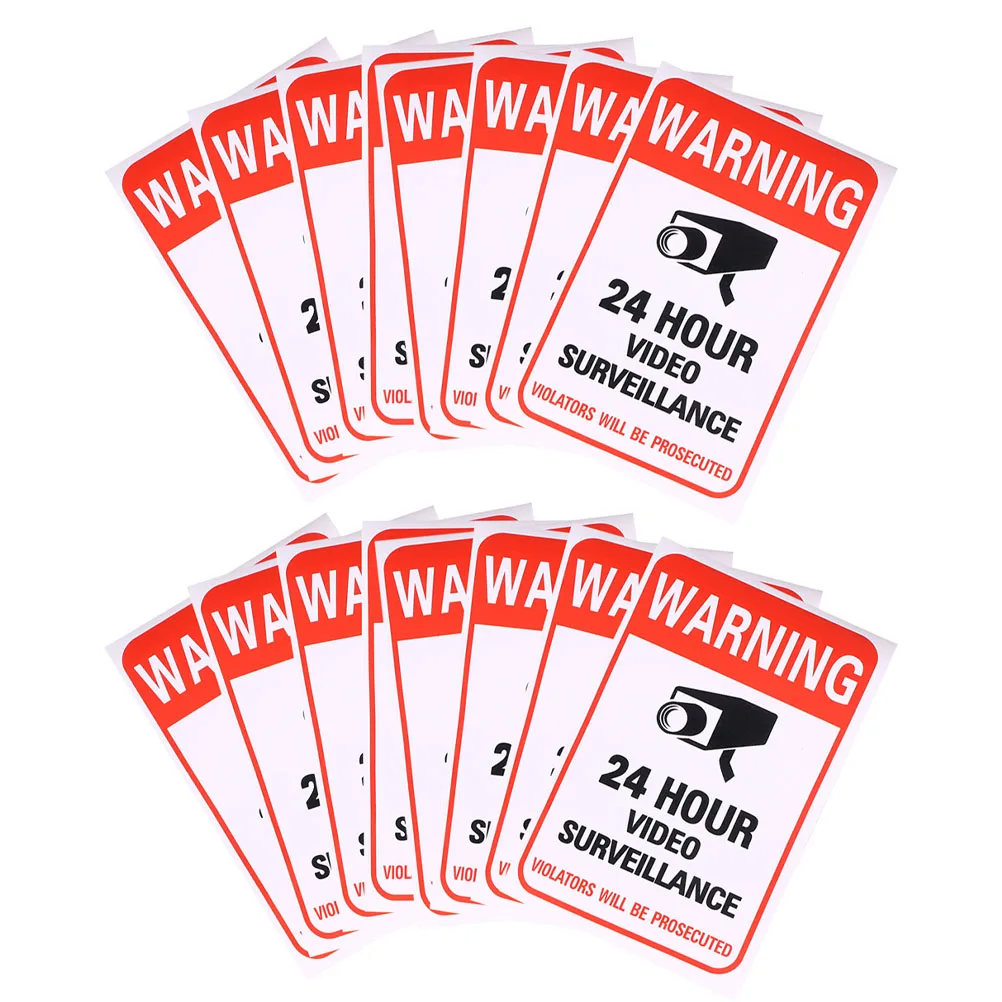 

100 Pcs Monitor Warning Stickers Signs for Home Security Warming Easy-to-mount Symbol Resilient