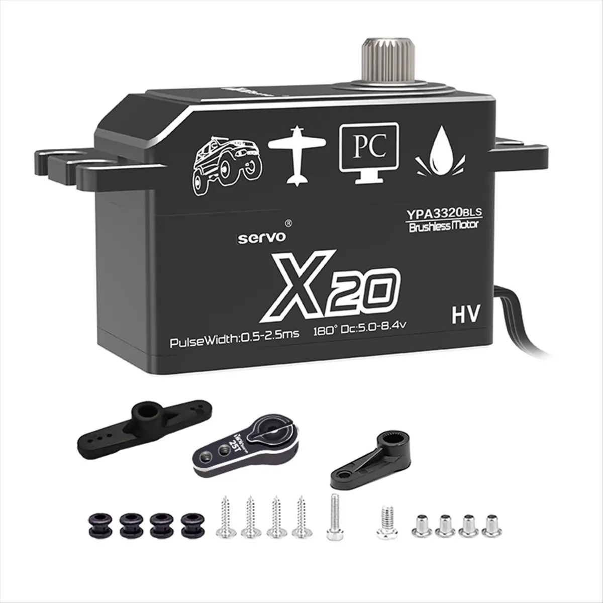 Servomotor Digital sin escobillas PWM de 20KG, engranaje totalmente metálico, Servo de cuerpo corto de perfil bajo de alto par para coche Rc 1/8 1/10 [sgqu-Toy]