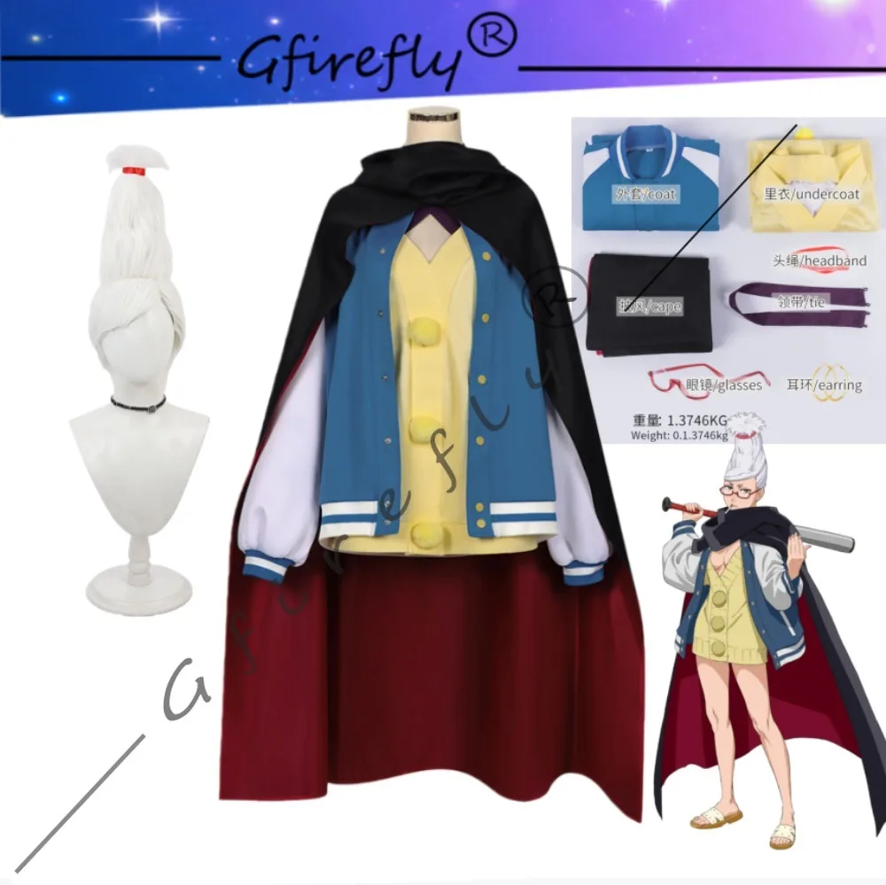 

Anime Dandadan Seiko Ayase Cosplay Costume Character Style Cape Blue Hoodie Jacket Wig Set Halloween Performance Party Costume