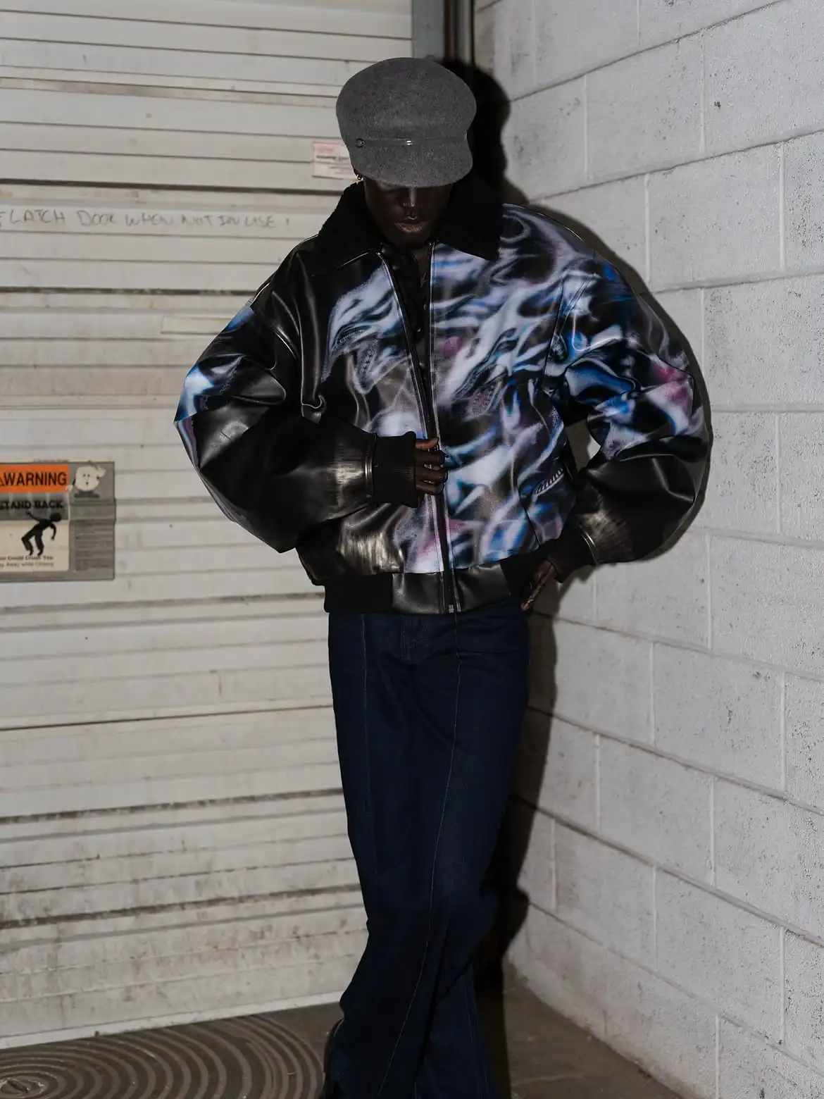 Men Y2K Punk Retro Silver Dragon Graffiti Imitation Leather Er Jacket Plush Collar Zipper Casual Streetwear Winter Outerwear