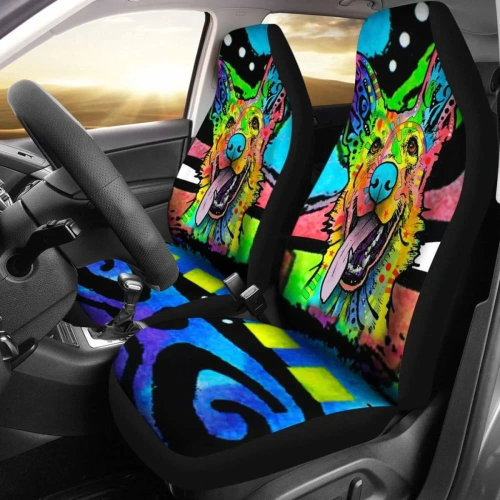 German Shepherd Design Car Seat Covers Colorful Back 091706,Pack of 2 Universal Front Seat Protective Cover