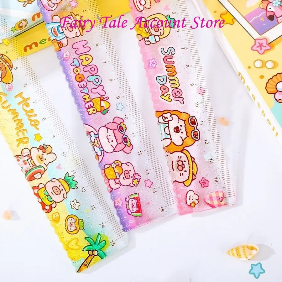 Meatball Original Acrylic Hand Ledger Storage Ruler Cute Cartoon Scale Ruler Girl Heart Straight Ruler Transparent