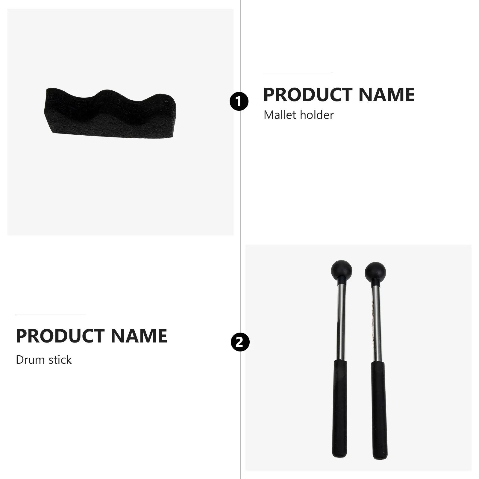 

1 Pair Drumsticks For Steel Tongue Drum Lightweight Non-Slip Rubber Tip Durable Percussion Mallet Music Instrument Practice Tool