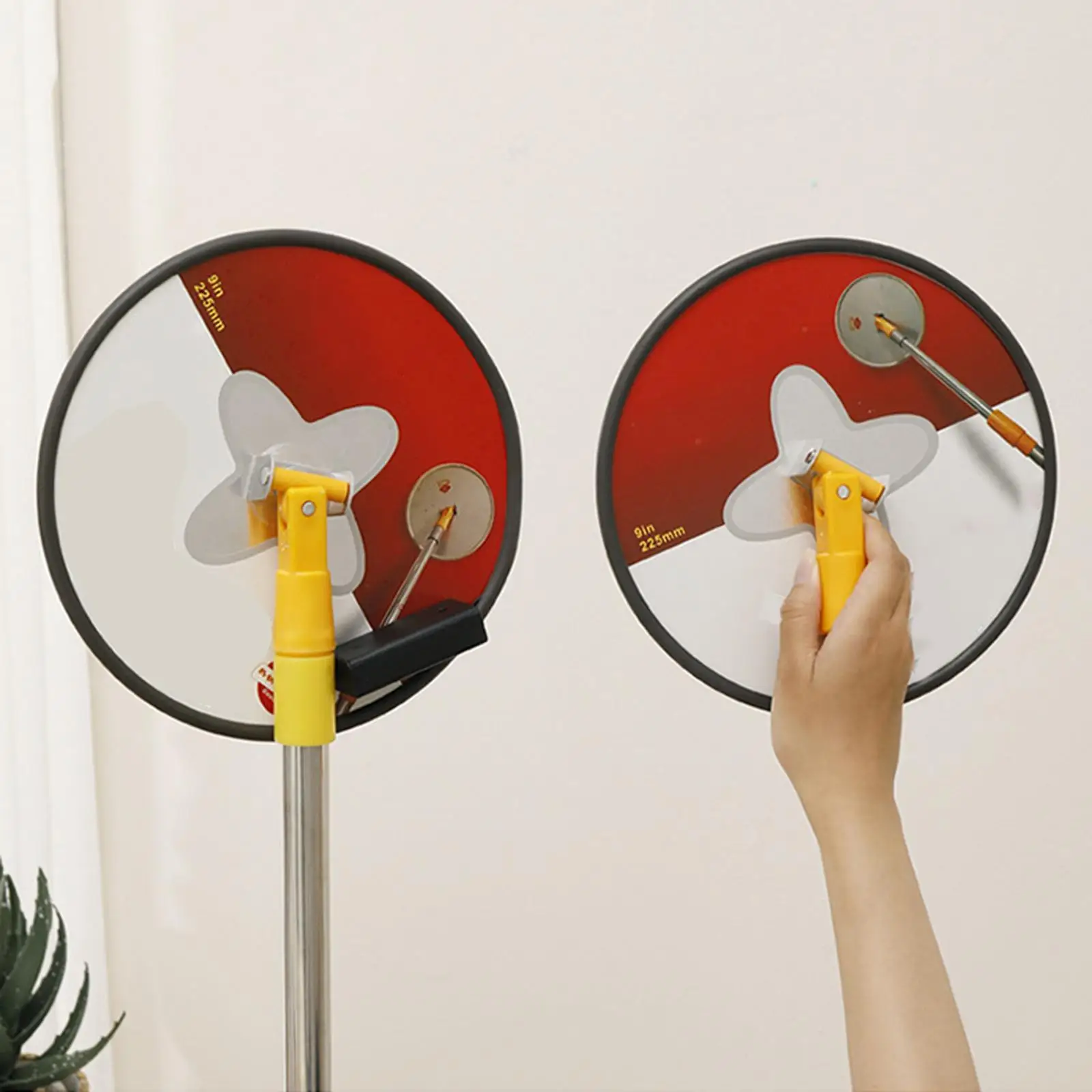 drywall-sander-polishing-sanding-tool-multi-directional-swivel-head-9-inch-radial-round-5pcs-sandpapers-for-painting-projects