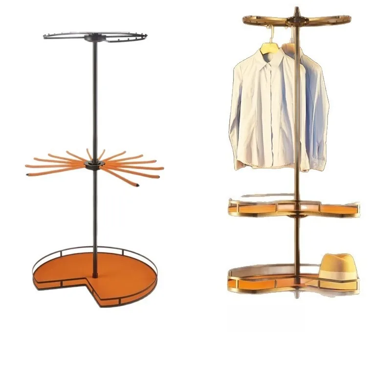 Bedroom 360 degree multi-functional cloakroom three-layer multi-functional pants rack pants draw 360 degree rotating hanger tele