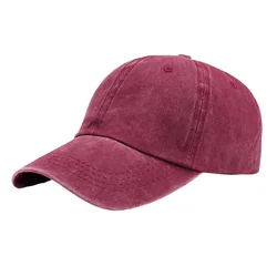 Casquette de Baseball en Coton Délavé pour Homme et Femme, Chapeau Vintage à Six Panneaux, Ajustable, Couleur Vin Rouge, Bleu, Gris, Orange