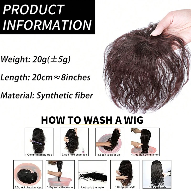 MSTN Synthetic 3D Wig Bangs Hair Piece Invisible Seamless Sea Head Replacement Wig Clip In Bangs Hair Piece Hair Extensions