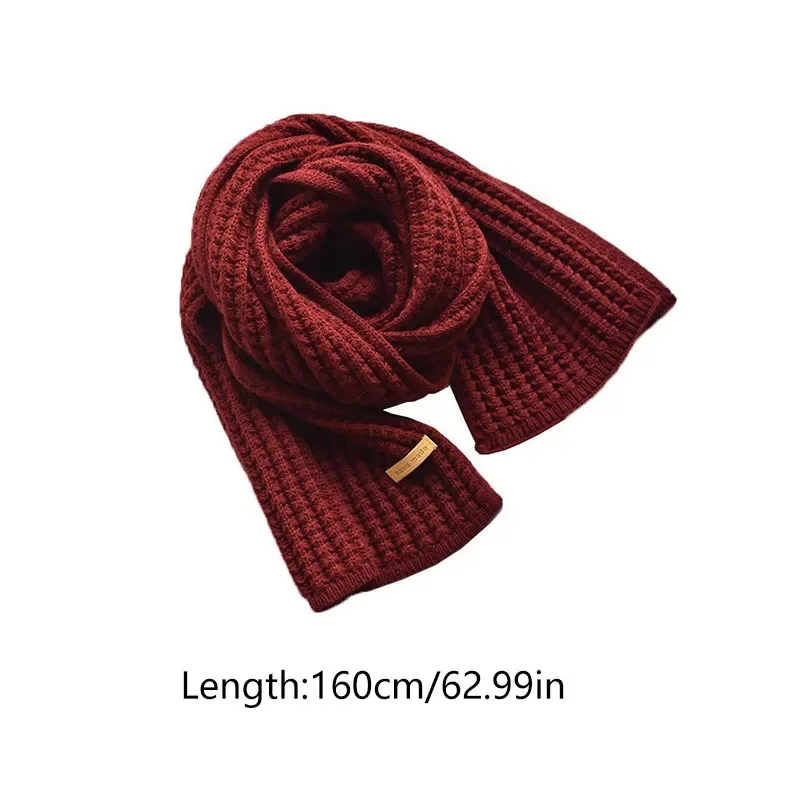 Solid Color Korean Warmer Long Size Scarve Winter Thickened Thermal Knitted Scarf For Women Men  Christmas New Year Gifts Unisex