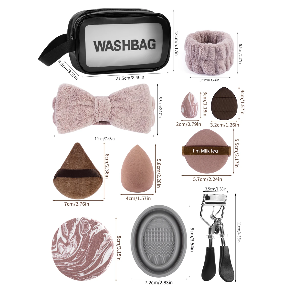 MAANGE 42点メイクアップツールキット、20本ブラシ、ウォッシュバッグ付き、マルチスタイルメイクアップパウダーパフ、お得なセット、初心者女性へのギフト