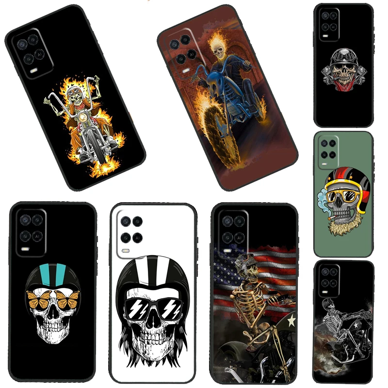 Motorbike biker chopper skull Phone Case For OPPO A74 A54 A94 A15 A3S A5S A52 A72 A83 A91 A93 A5 A9 A31 A53S 2020 Coque