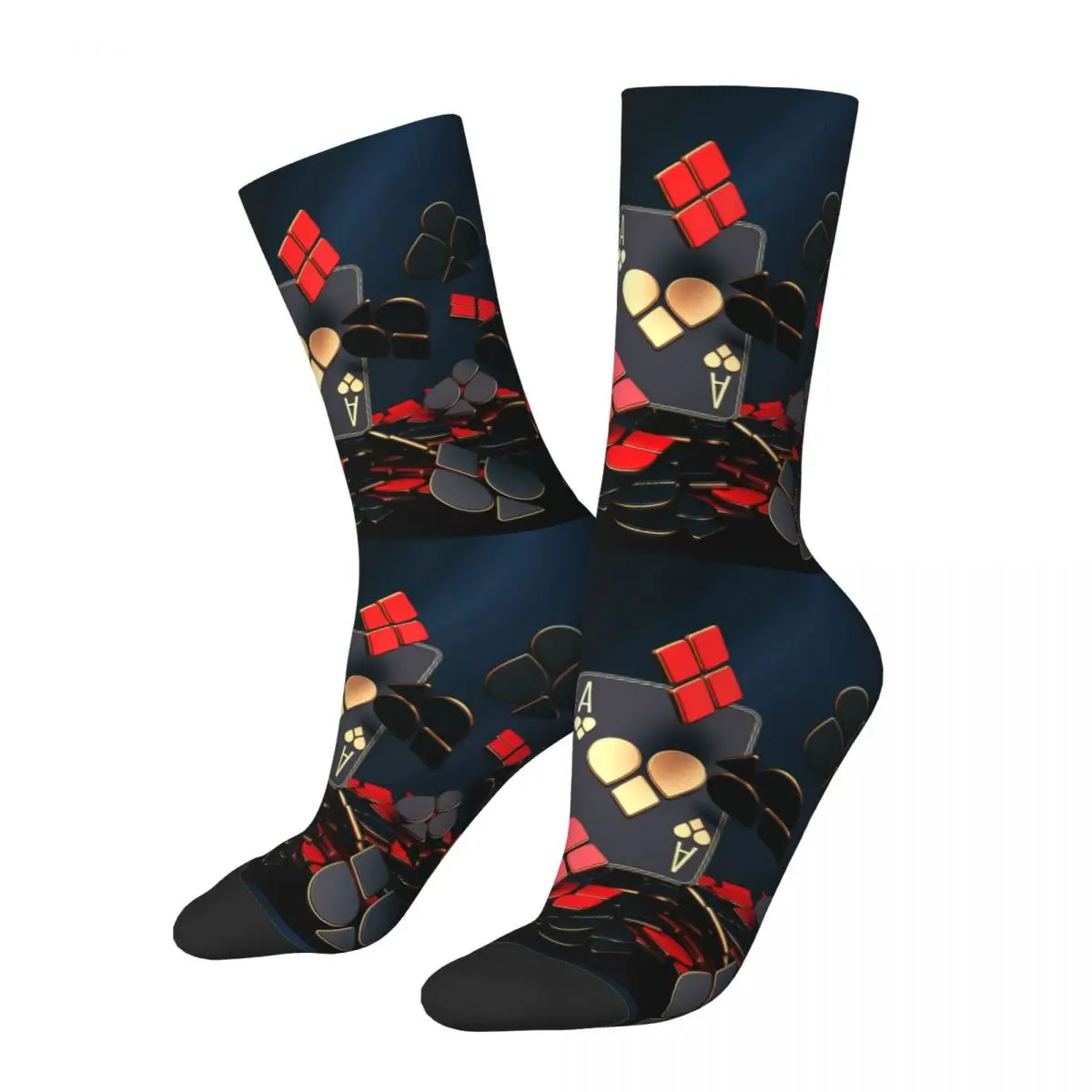 Calcetines de poliéster con estampado para hombre, dados de póker