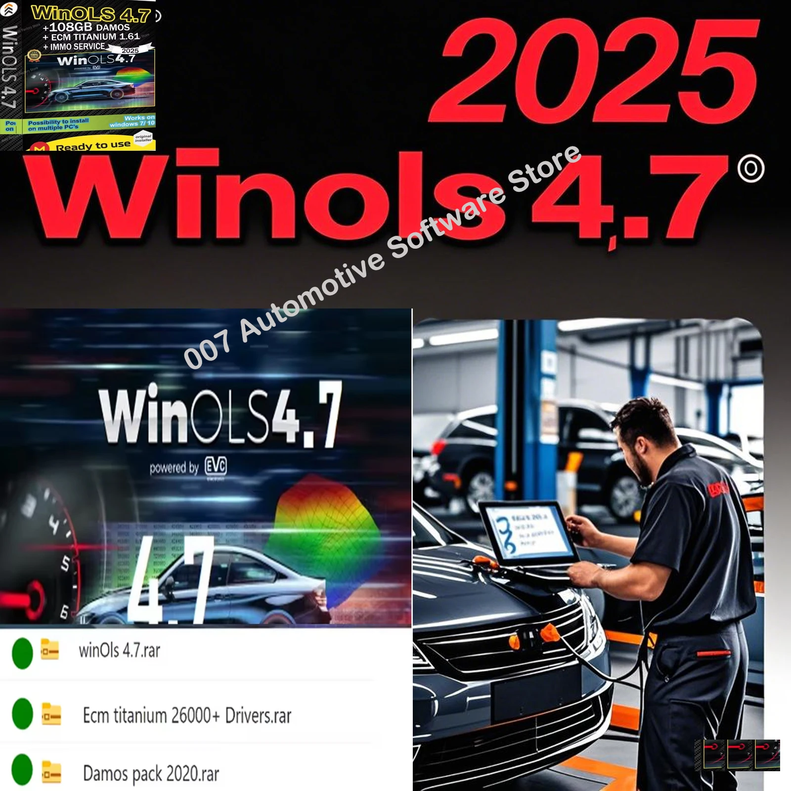

4 in 1 Winols 4.7 Full Activation 108GB Damos Support for Windows 7/10/11 Multi-language ECM Titanium 1.61 IMMO Service Tool