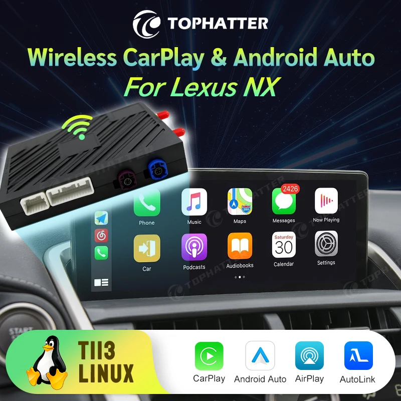 

Upgrade Your Lexus NX300h 2015-2021 with Wireless CarPlay Android Auto Plug Play Adapter Keep Original Controls Audio Quality