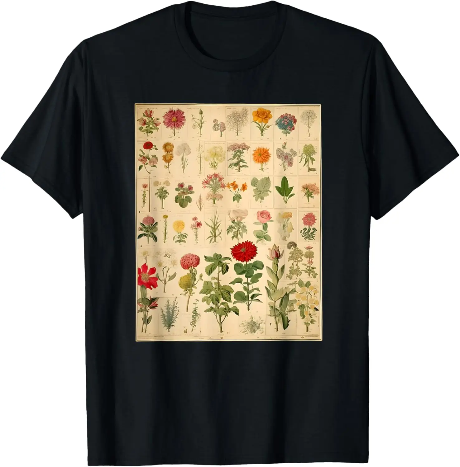 Vintage Floral Botanical Chart T-Shirt