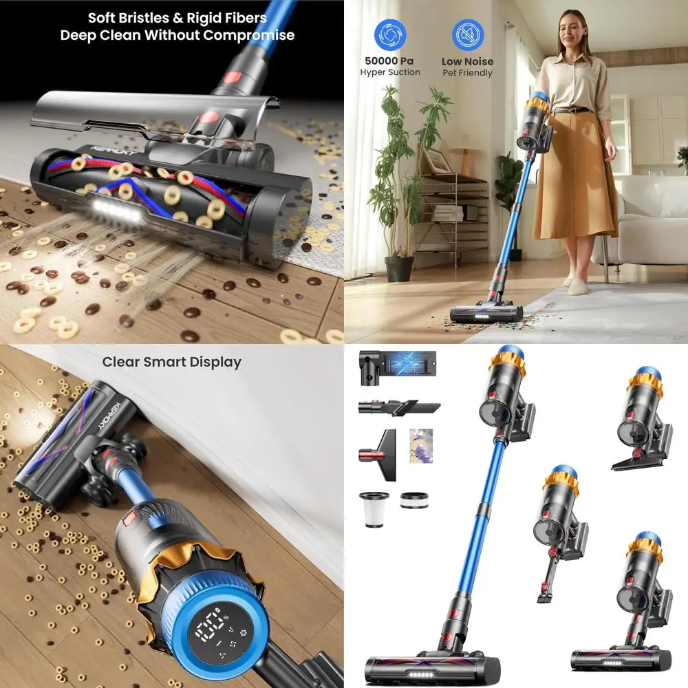 

600W 50KPA Cordless Vacuum, 70-Minute Runtime, Self-Standing with Aromatherapy, Anti-Tangle Brush, Wall Mount for Hard Floors, C