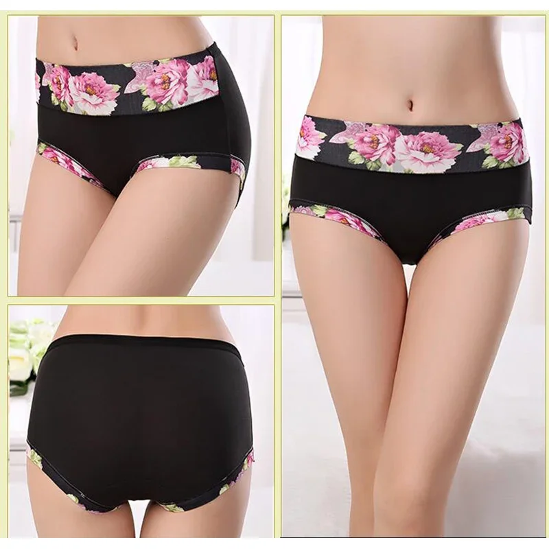 New 1Pcs/Lot Cotton Panties Women's Underwear Plus Size Floral Briefs Ladies Lingerie Print Panty 4XL-13XL Underpants for Female