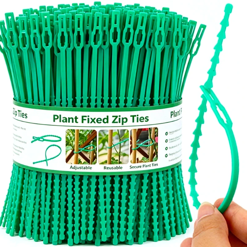 Vine Climbing Plastic - 再利用可能な植物固定用ジップタイ、調整可能なセルフロックタイ、庭の木のつる性植物やトマトの茎のサポート用クリップ