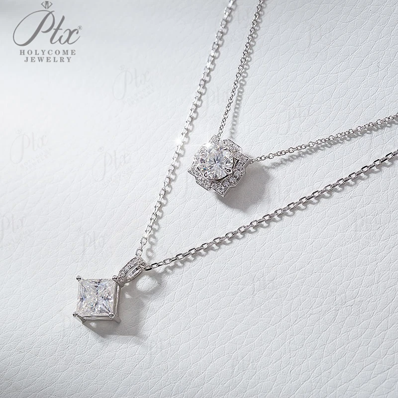 925 Sterling Sliver Moissanite Pendant Jewelry Classical 12 Colors Fine Jewel Necklace Lady Birth Stones Wedding Gift Jewelry