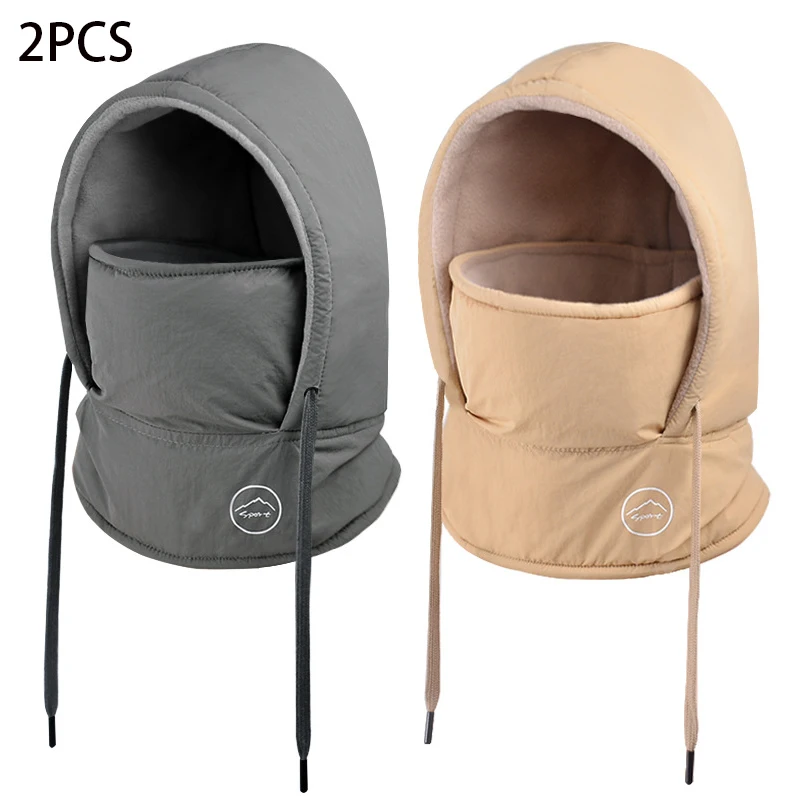 2 قطعة قبعة الشتاء الدافئة مع قناع الرقبة أدفأ 3 في 1 يندبروف بالاكلافا للرجال النساء ملثمين قبعة الدراجات الطقس البارد حماية #5